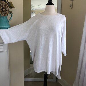 Eileen Fisher Organic Linen White Oversize Top Lagenlook Relaxed Fit Size Large